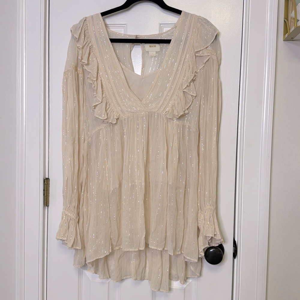 Maeve Cream Ruffle Blouse - Picture 3 of 10